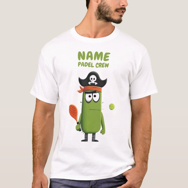 T-shirt Funny Pirate Cactus Padel Crew | Tee de sport pers (Devant)