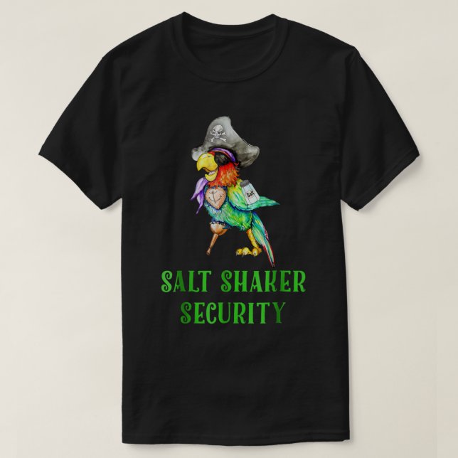 T-shirt Funny Pirate Parrot Salt Shaker Design (Design devant)
