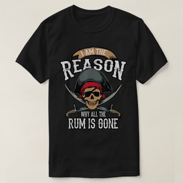 T-shirt Funny Pirate Rum Lover Design (Design devant)