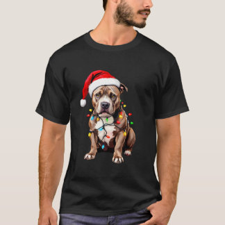 T-shirt Funny Pitbull Pittie Santa Dog Lover Xmas Christma
