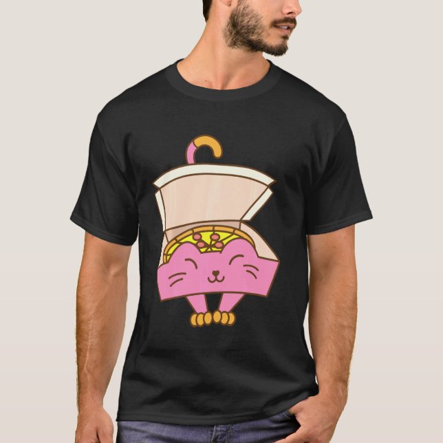 T-shirt Funny Pizza Box Chat Cool Italien Nourriture Kitte (Devant)