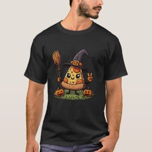 T-shirt Funny Pizza sorcière Citrouille Halloween Hommes F