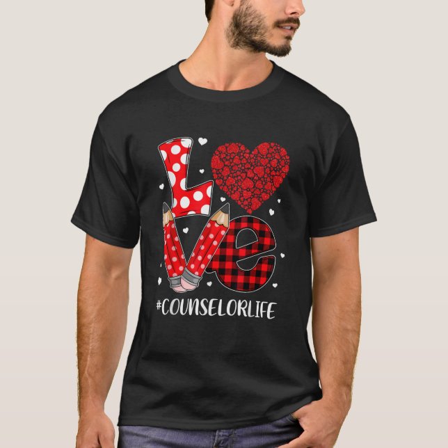 T-shirt Funny Plaid Heart LOVE Counselor Valentine Day Chr (Devant)