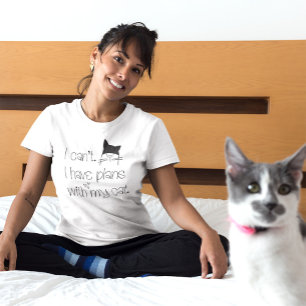 T-shirt Funny Plan With My Cat Cute Drawing Typografy