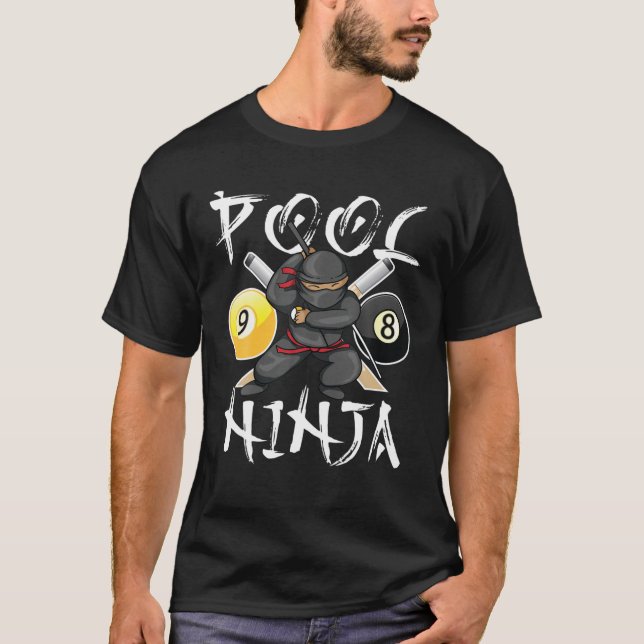 T-shirt Funny Pool Ninja | Cute Pocket Billiards Garçons F (Devant)