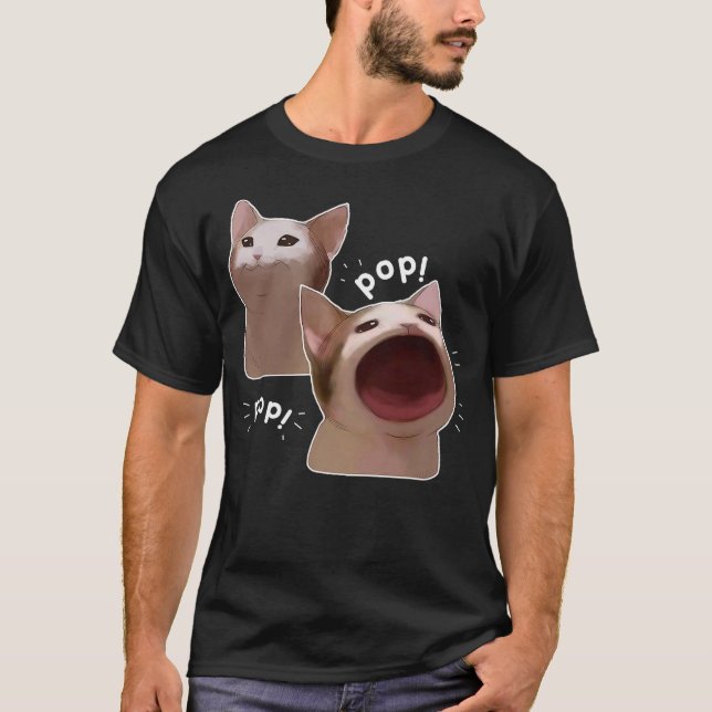 T-shirt Funny Pop Cat Meme (Devant)
