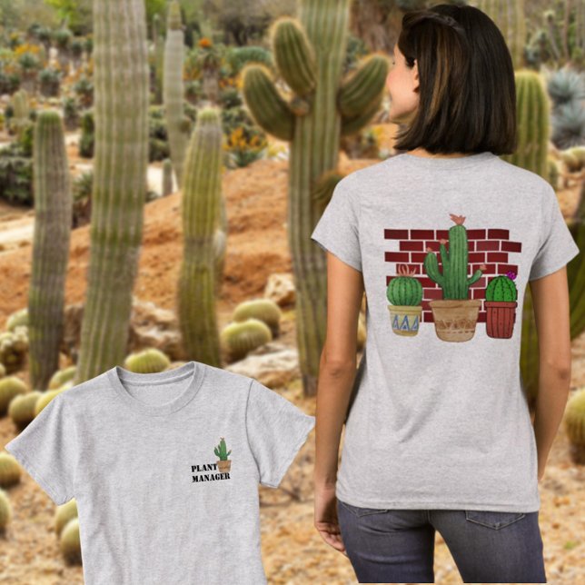 T-shirt Funny Poted Cactus Plante Manager avant et arrière (Créateur téléchargé)