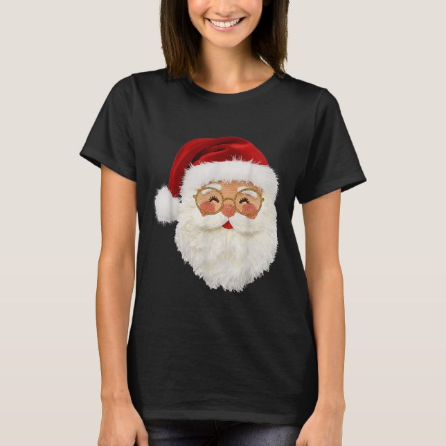 T-shirt Funny Preppy Realistic Faux Yarn Santa Claus Merry (Devant)