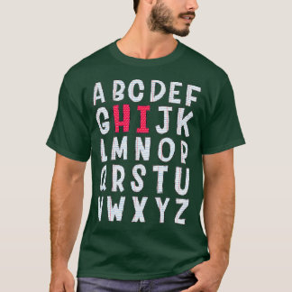 T-shirt Funny PrK Kindergarten Hi Alphabet Retour À L'Écol