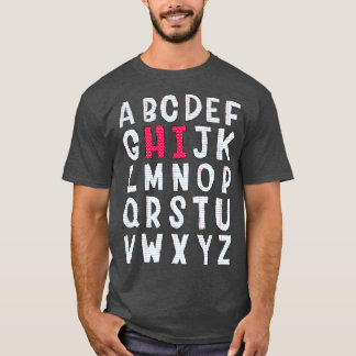 T-shirt Funny PrK Kindergarten Hi Alphabet Retour À L'Écol