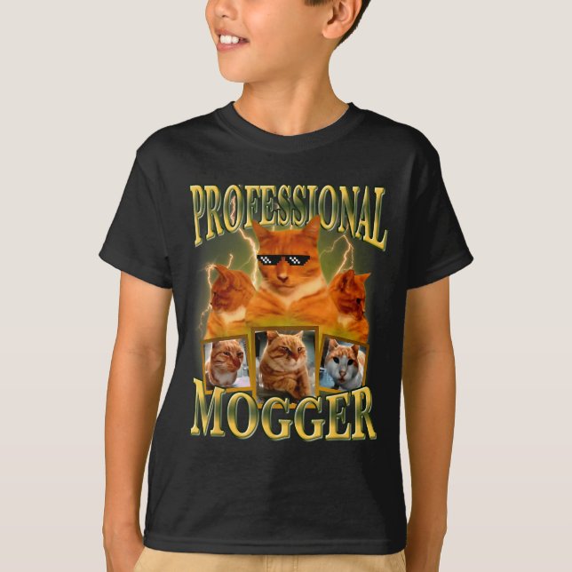 T-shirt Funny Professional Mogger Cat Meme Mewing Looksmax (Devant)