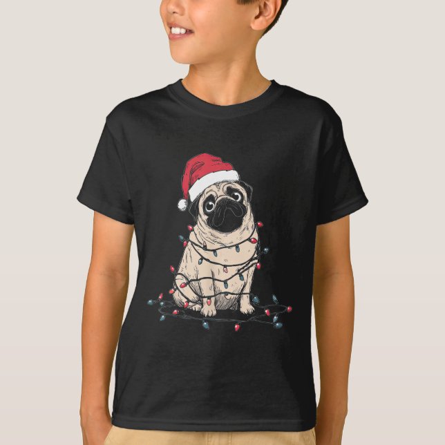 T-shirt Funny Pug Christmas Graphics Dog Lights Lover Owne (Devant)