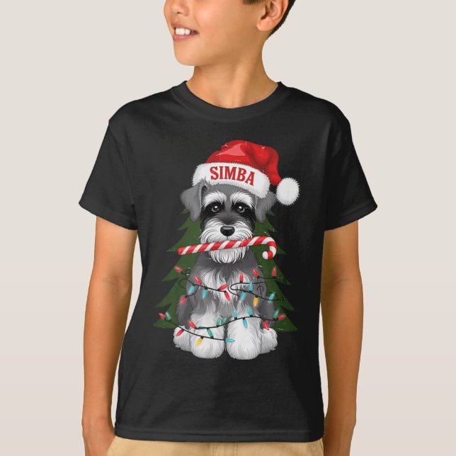 T-shirt Funny Puppy Dog Christmas Holiday With Candy Cane  (Devant)