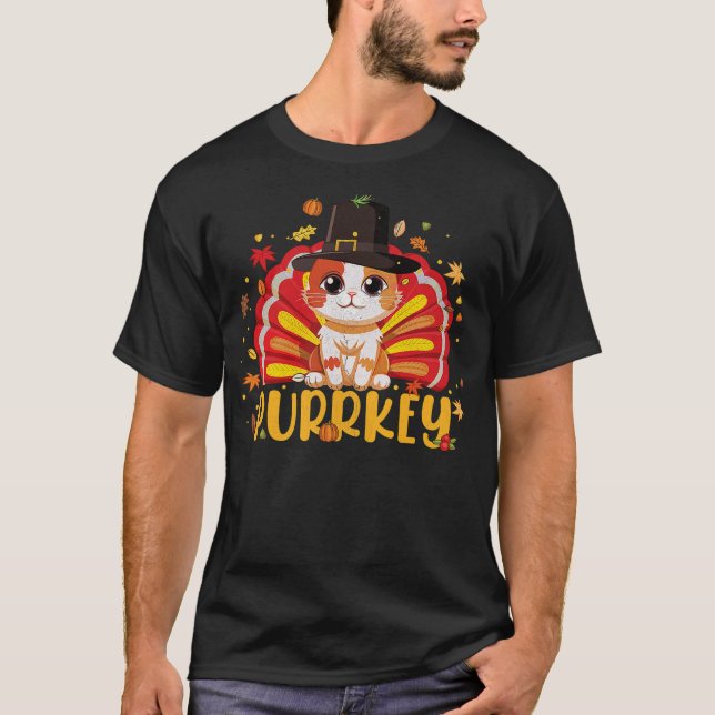 T-shirt Funny Purrkey Turkey Cat Kitten Funny Thanksgiving (Devant)