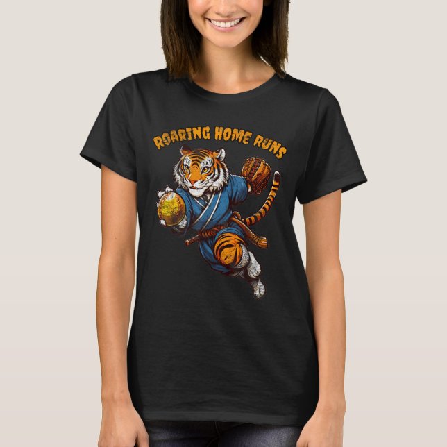 T-shirt Funny Quote Roaring Home Run Ball Retro Tiger Love (Devant)