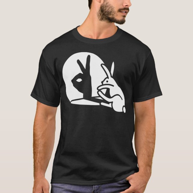 T-shirt Funny Rabbit hand shadow projection bunny hare pop (Devant)