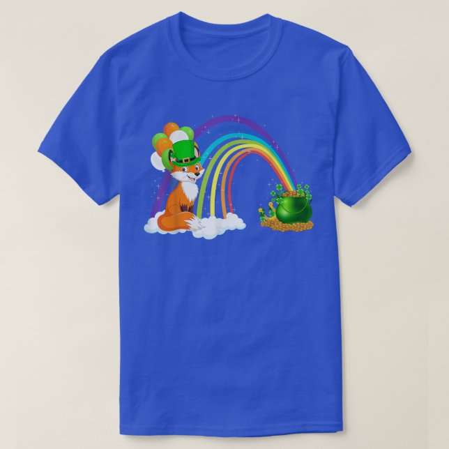 T-shirt Funny Rainbow Irish Leprechaun Fox St (Design devant)