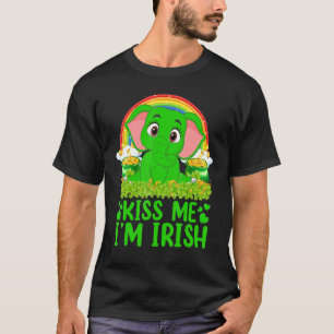 T-shirt Funny Rainbow Kiss Me Je suis Irish Elephant St Pa
