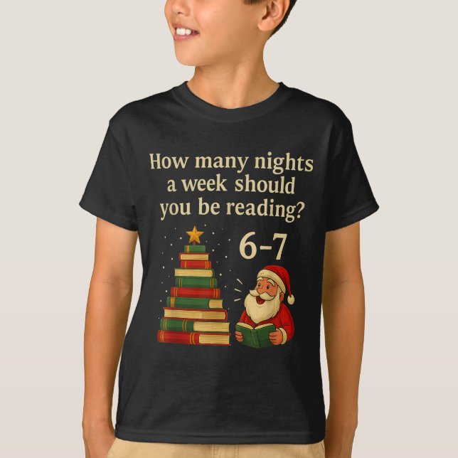 T-shirt Funny Reading Christmas Tree Book– Reading 6 7 Mem (Devant)