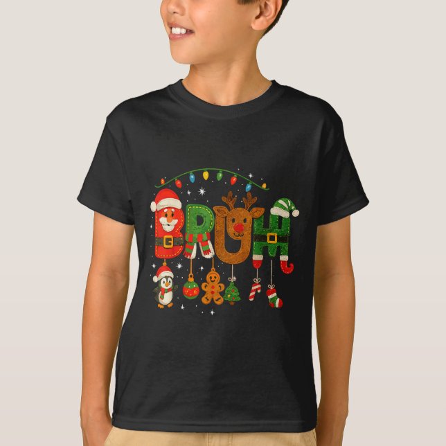 T-shirt Funny Red White And Bruh Boys Xmas Christmas Pajam (Devant)