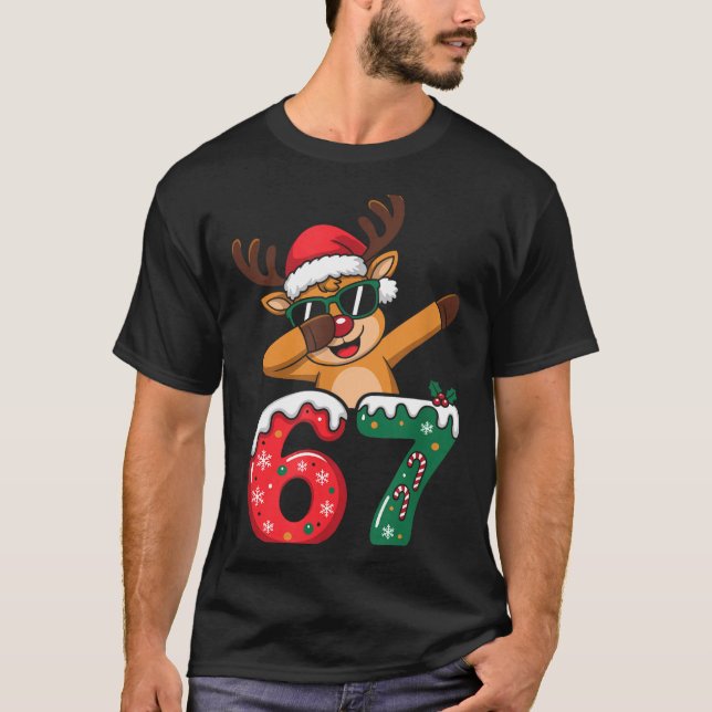 T-shirt Funny Reindeer Dab Six Seven 67 Christmas Dabbing  (Devant)