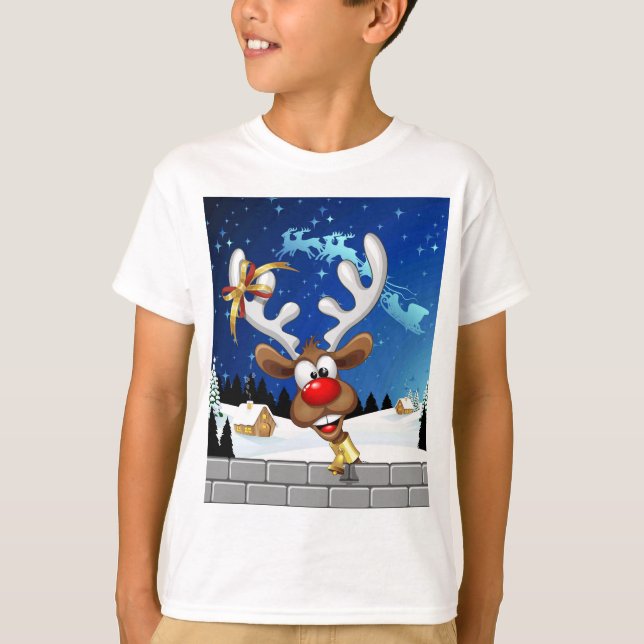 T-shirt Funny Reindeer Peeking Christmas Meme  (Devant)