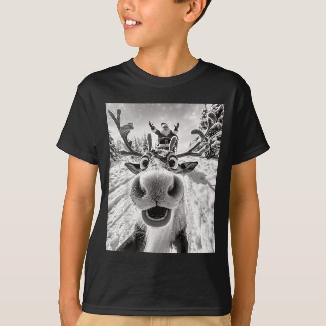 T-shirt Funny Reindeer Selfie Christmas  (Devant)