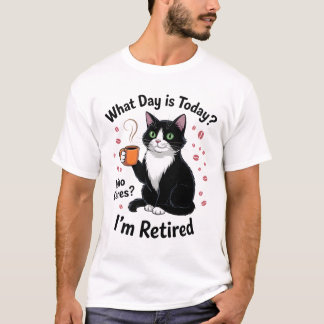 T-shirt Funny Retired Cat Tea Relaxed Humor