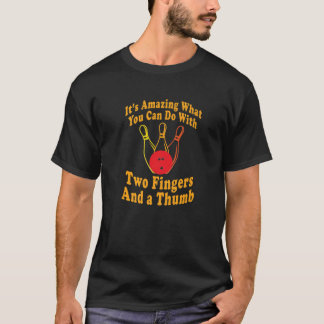 T-shirt Funny Retro Bowling Ball - Deux Doigts Et Un Pouce