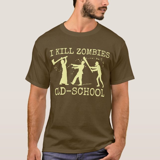 T-shirt Funny Retro Old School Zombie Killer Hunter (Devant)