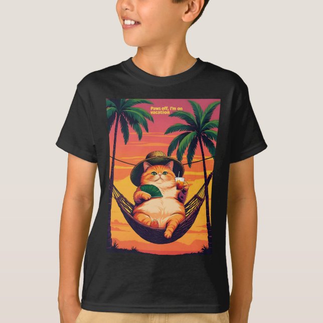 T-shirt Funny Retro Summer Cat Vacation (Devant)