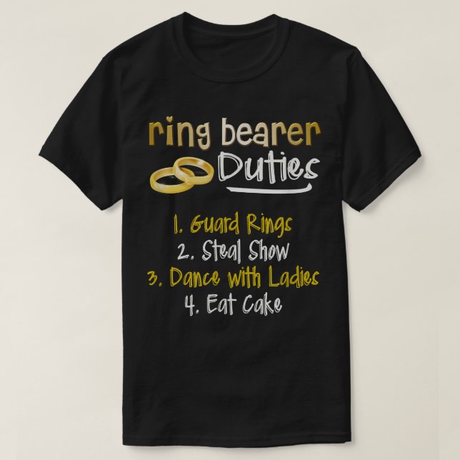 T-shirt FUNNY RING BEARER DUTIES Joli cadeau Mariage  (Design devant)