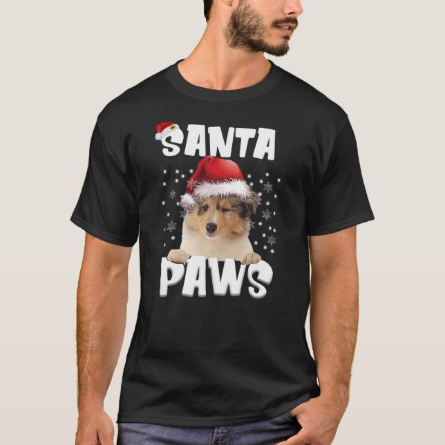 T-shirt Funny Rough Collie Christmas Lights Tree Dog Lover (Devant)