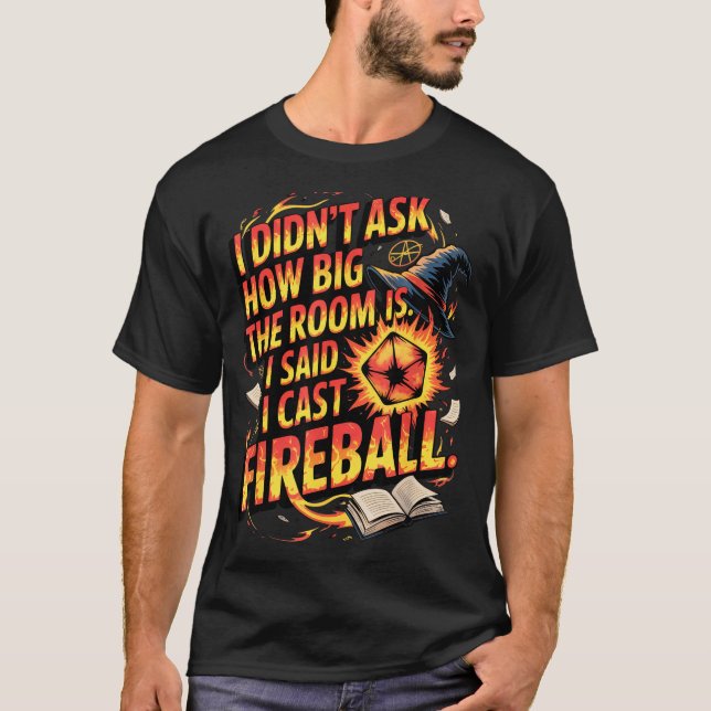 T-shirt Funny Rpg I Cast Fireball Quote With Wizard Hat An (Devant)