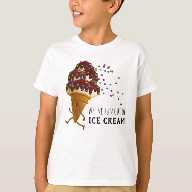 T-shirt Funny Run Out of Ice Cream Cartoon (Devant)