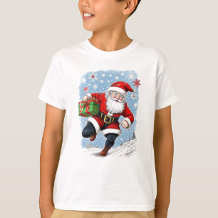 T-shirt Funny Running Santa Claus Kids