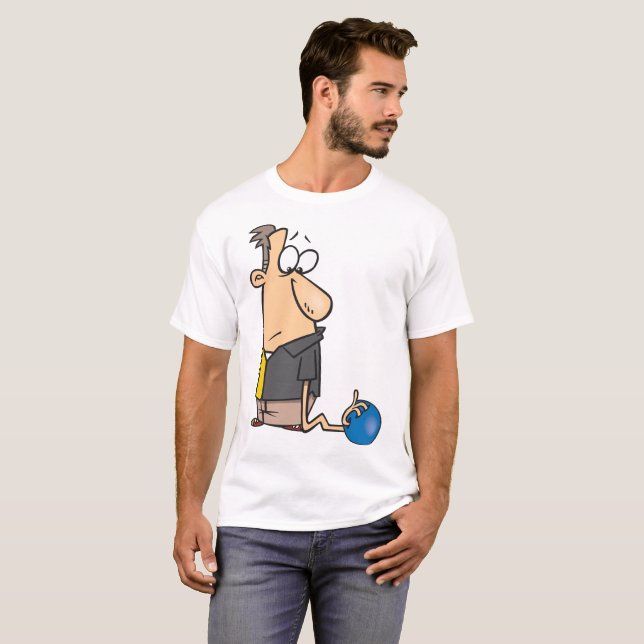 T-shirt Funny Sad Bowler caractère avec Bowling Ball (Devant entier)
