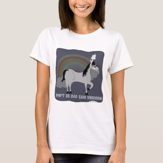 T-shirt Funny Sad Emo Unicorn (Devant)