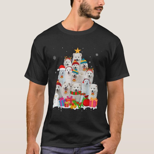 T-shirt Funny Samoyed Christmas Tree Animaux Amoureux de l (Devant)