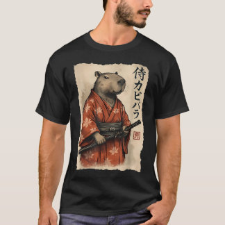 T-shirt Funny Samurai Capybara Art Japonais Vintage
