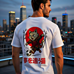 T-shirt Funny Samurai Cat Soccer - Cadeau pour les amateur