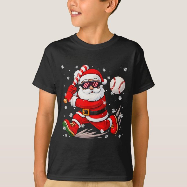 T-shirt Funny Santa Baseball Christmas Pajamas Xmas Men Bo (Devant)