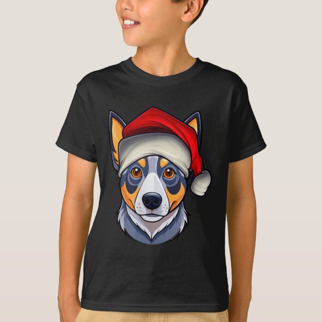 T-shirt Funny Santa Hat Xmas Pajamas Blue Heeler Dog Chris (Devant)