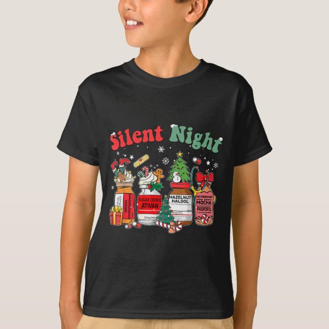 T-shirt Funny Santa Profol Silent Night Icu Nurses Merry C (Devant)