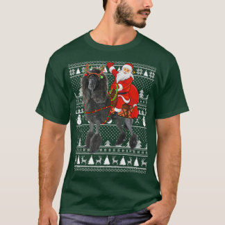 T-shirt Funny Santa Riding Standard Poodle Dog Ugly Christ