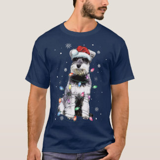 T-shirt Funny Santa Schnauzer Christmas Lights Tree Dog Lo