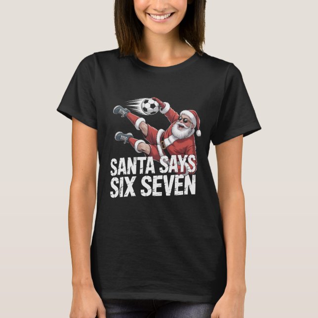 T-shirt Funny Santa Soccer Kicking Ball Graphic Tee | Chri (Devant)