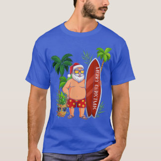 T-shirt Funny Santa Surfing Merry Christmas In July Santa 