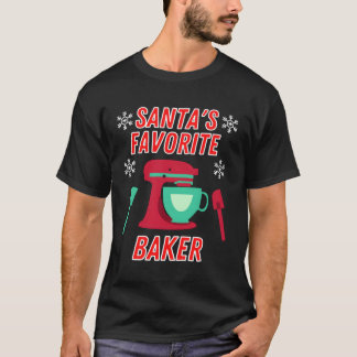 T-shirt Funny Santas Favori Baker Love Baking Noël