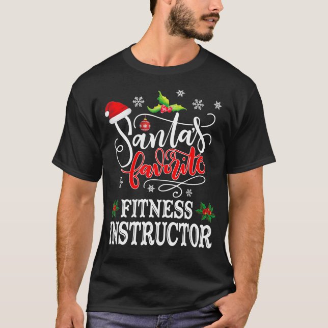 T-shirt Funny Santas Favori Fitness Instructor Santa Hat (Devant)